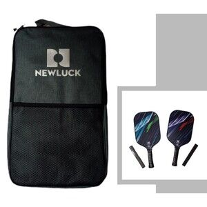 NWOT NEWLUCK Pickleball Paddle Set of 2 + Wrist Straps + 4 Balls + Carry Case